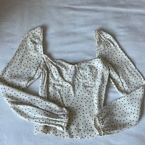 Reformation Sweetheart Polka Dot Blouse